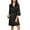 Black, variant on Women's Lace-Trim Silk Robes Bride Bridesmaid Kimono Satin Bathrobe V Neck Sleepwear with 3/4 Sleeve