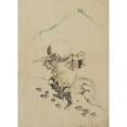 thumbnail image 2 of Katsushika Hokusai 11x14 Black Ornate Wood Framed Double Matted Museum Art Print Titled: A Man, Wearing a Conical Hat, a Straw or Feather Outer Garment, and Boots, is Carrying a Long-Ha, 2 of 5