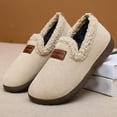 thumbnail image 4 of Women's Plush Casual Shoes Winter Warm Slip On Ankle Booties Soft Sole Comfortable Non Slip House Slippers Beige Size 6, 4 of 7