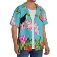 thumbnail image 4 of JUNZAN Mens Casual Button Down Shirts Short Sleeve Tropical Jungle Flamingo Print Shirt-4X-Large, 4 of 7