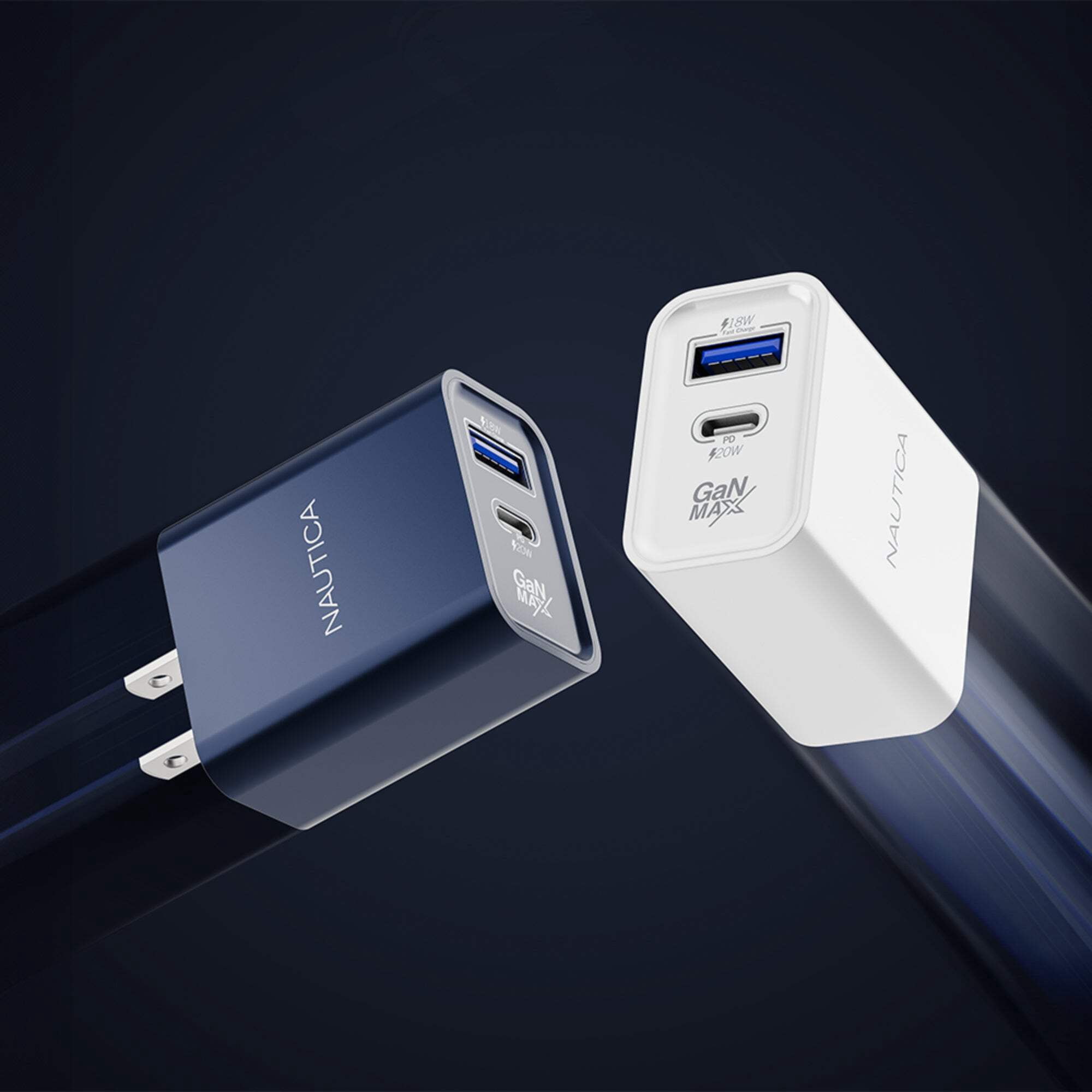 Nautica Wall Charger – 20W USB-C/USB-A Fast Charging Adapter for Samsung Galaxy S25/S24/S23/Z Fold 5, iPhone 16/15/14/13/12
