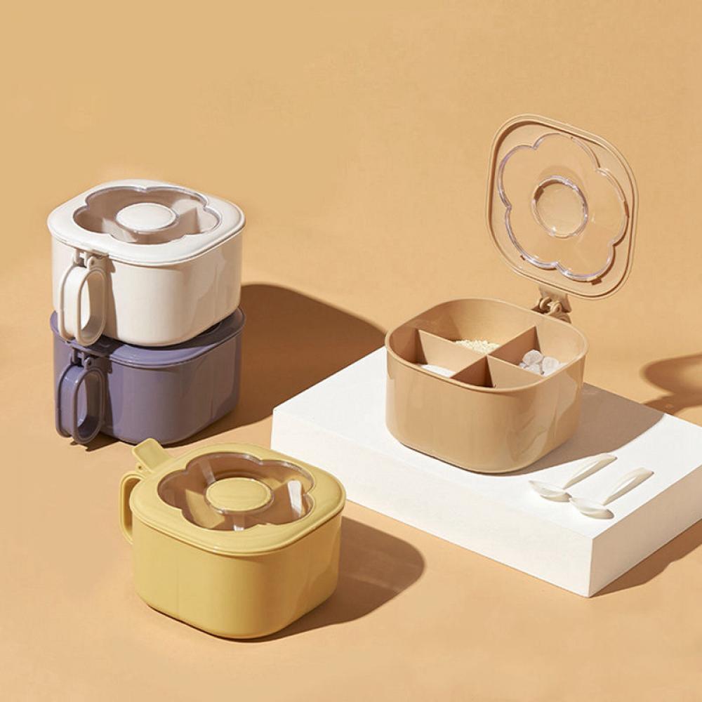 Aosijia 4 Pack Flower Seasoning Box with Spoons 4 Grids Spice Jar Set