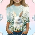 thumbnail image 1 of Blusas y camisas de manga larga con cuello redondo para niños con estampado de día de Pascua, manga 3/4/cuello redondo tres cuartos, camisa inferior y superior para niños, parte superior de poliéster, 1 of 5