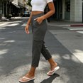 thumbnail image 7 of Lenpel Capri Cargo Pants for Women High Waist Tapered Cropped Trousers Summer Casual Loose Pull on Capris, 7 of 7