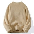 thumbnail image 4 of Aueoeo Oversized Sweater, Soft Comfy Mens Casual Solid Color Long Sleeve Round-Neck Sweater Fall Winter Knitwear, 4 of 4