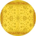 thumbnail image 1 of Ahgly Company Machine Washable Indoor Round Oriental Yellow Traditional Area Rugs, 4' Round, 1 of 4