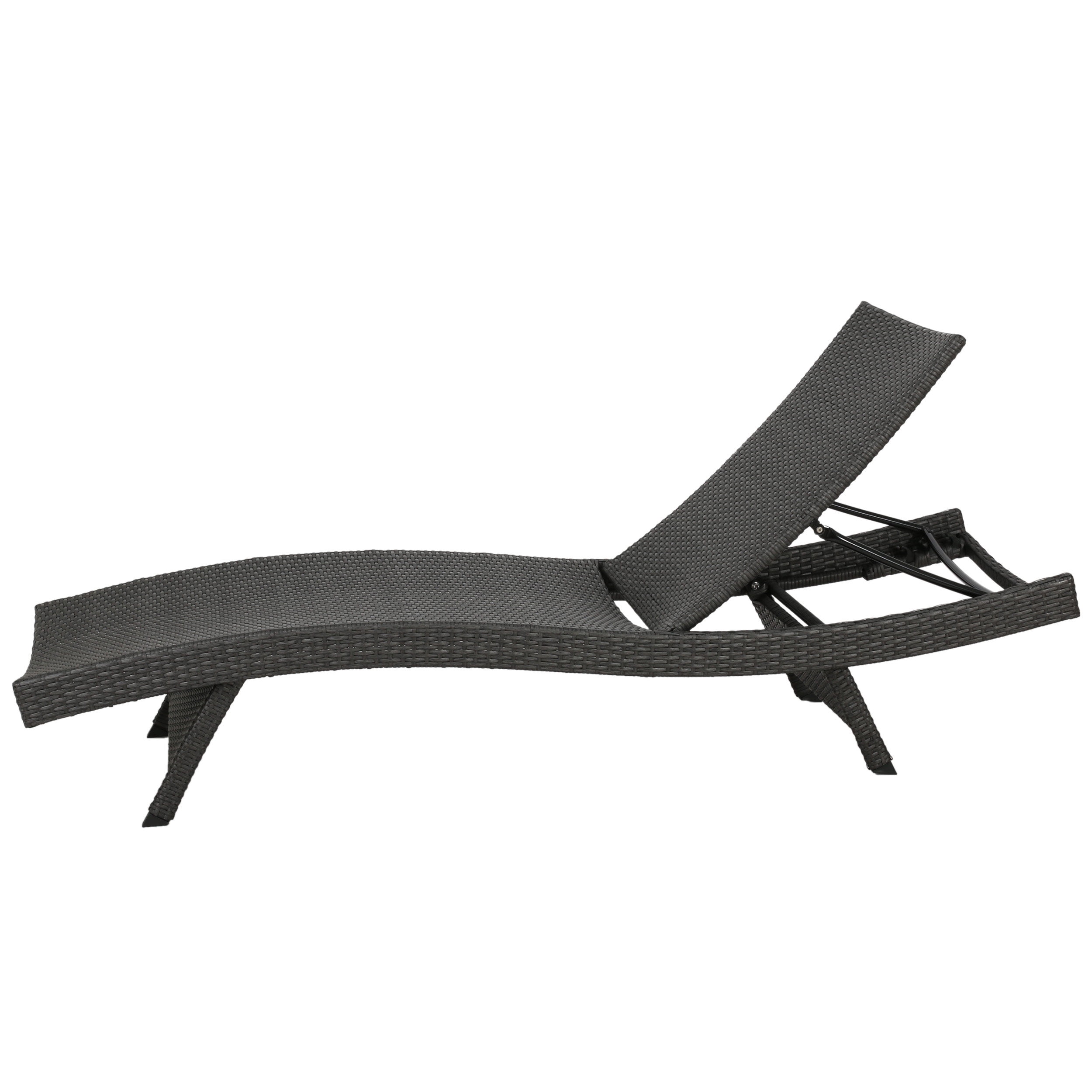 Anthony Outdoor Wicker Adjustable Chaise Lounge with Cushion, Set of 2, Grey, Beige