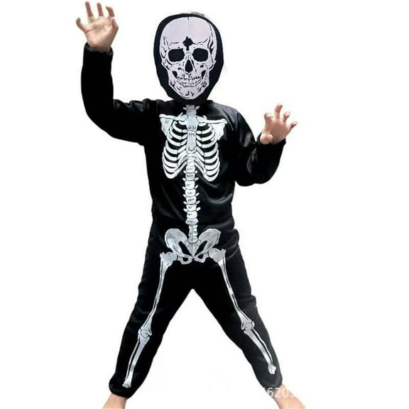 FYDUU Halloween For Boys Skeleton Jumpsuit Scary Outfit Clothing Toddler Kids Party Dress Up Leisure Vintage 7-9 Years