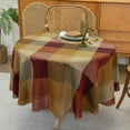 thumbnail image 6 of 60" Round Polyester Plaid Tablecloth for Thanksgiving, Fall Table Cover Spillproof & Dust-Proof - Ideal for Indoor & Outdoor Use, 6 of 6