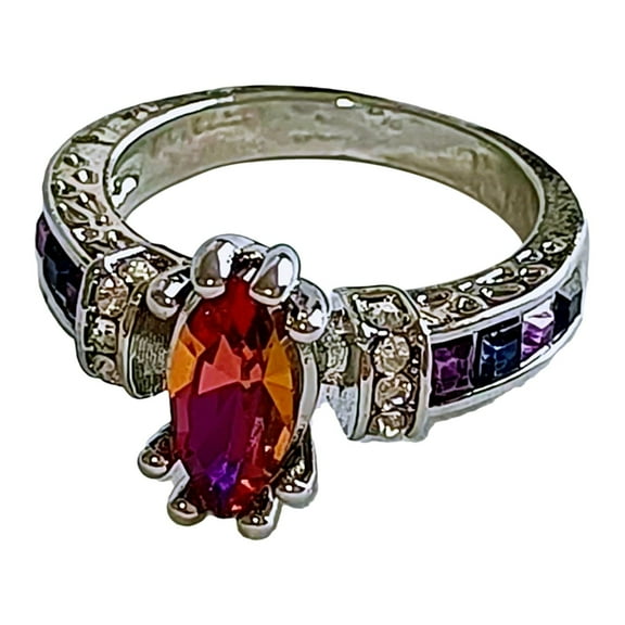 BNNG Sterling Silver Ring For Women Birthstone Ring Engagement Ring For Women Anniversary Wedding Promise Ring Personalized Silver Gem Ring Jewelry Gift for Daughter, Grandma Wedding Mother’s day