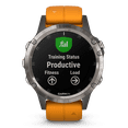 fenix 5 Plus Sapphire, Titanium with solar flare orange band