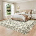 thumbnail image 3 of FairOnly 5'x7'Modern Farmhouse Washable Area Rug Pastoral Floral Non Slip Stain Resistant Mat for Bedroom Living Room Kitchen，Beige, 3 of 7