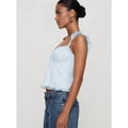 thumbnail image 4 of Women Lace Babydoll Tank Top Cap Sleeve See Throught Y2k Summer Going Out Crop Tops Light Blue M, 4 of 6