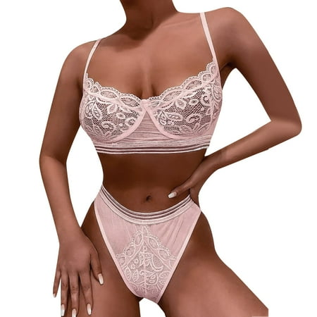 

B91xZ Sexy Lingerie For Women Christmas GiftsWomen Floral Lace Scallop Trim Lingerie Bodysuit Teddy plus Size Lingerie for Women Valentines Day Pink M
