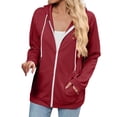 thumbnail image 2 of Color Block Hoodies for Women 2025 Long Sleeve Zip Up Essentials Hoodie with Pockets Hooded Sweatshirt Women Jacket, 2 of 8