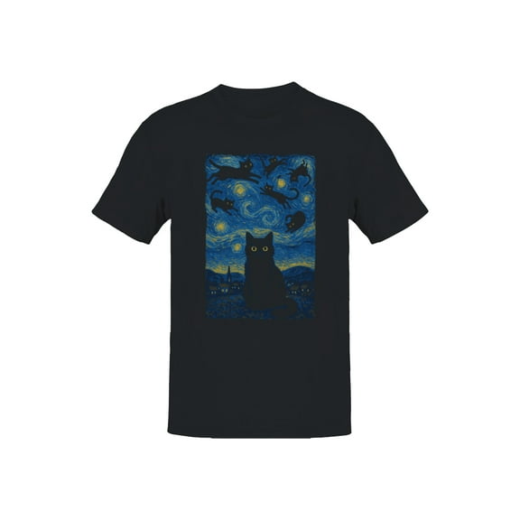 Starry Night Cats Fantasy Art Men's T-shirt