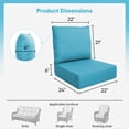 thumbnail image 3 of Patiobula Outdoor Deep Seat Cushion Set, 22 x 24, Water Repellent, Fade Resistant, 6-Inch Thicken Deep Seat Bottom and Back Cushion for Chair, Sofa, and Couch, Turquoise, 3 of 9