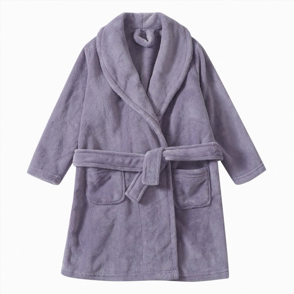 Boys Girls Kids Flannel Bathrobe,Soft Hooded Sleep Robe with Waist Tie,Cozy Cartoon Pattern,for Boys Girls 3T 4T 5T 6T 7T 8T 9T,All-Season Loungewear Toddler Pajamas,Purple,Size 4-5T