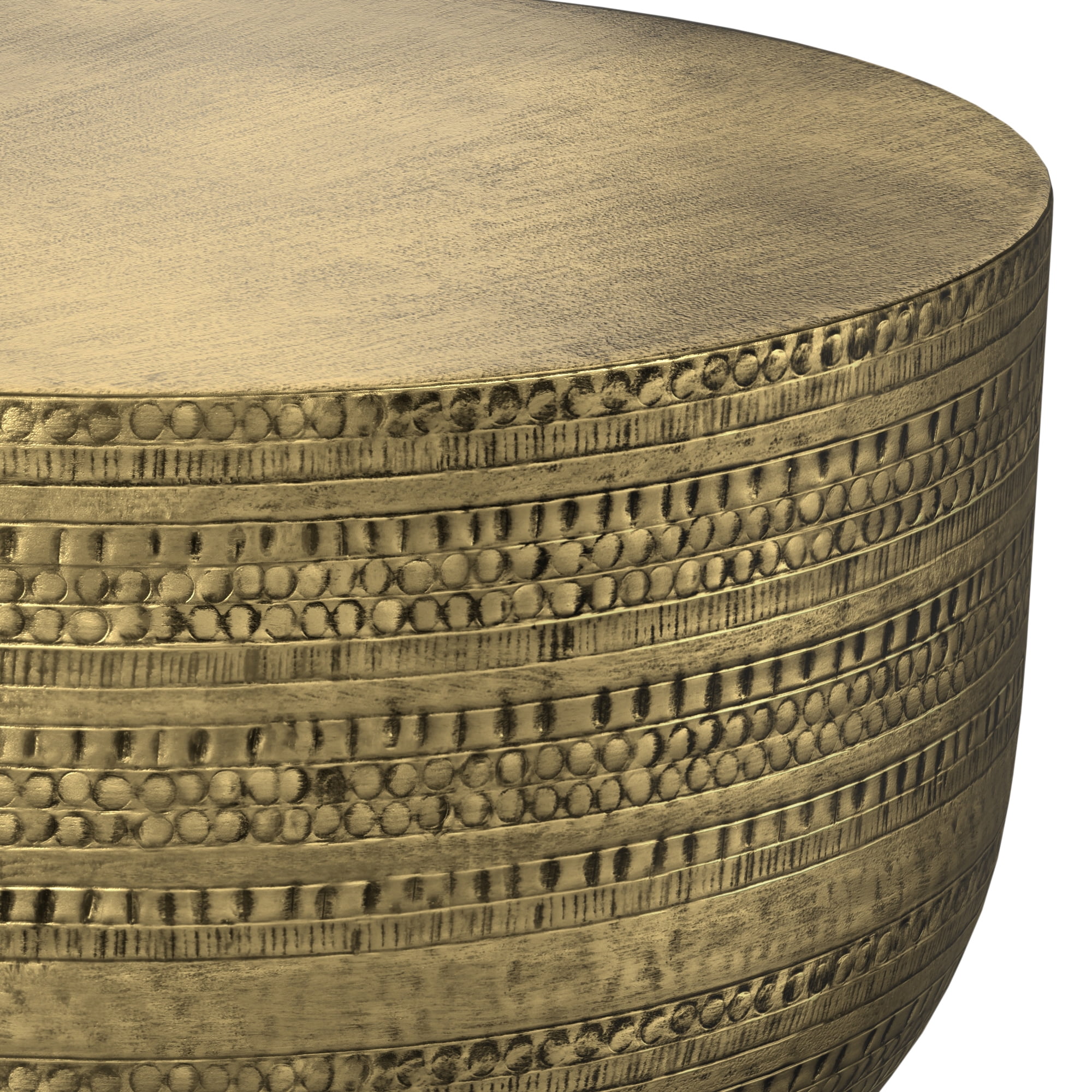 Johnsen 29.5 inch Wide Boho Metal Coffee Table in Antique Gold Iron, Assembled