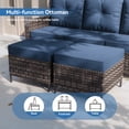 thumbnail image 6 of ALAULM 7PCS Rattan Patio Furniture Set, Wicker Outdoor Sofa Set w/2 Swivel Rocking Chairs, 2 coffee tables of different sizes, 2 Ottomans, Navy, 6 of 8