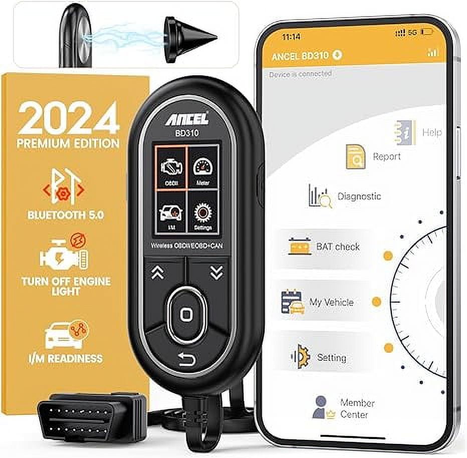 ANCEL BD310 Bluetooth OBD2 Scanner, 3 in 1 Car Diagnostic Tool Check Engine Light Code Reader for Android & iPhone, App Based OBDII, Wireless Automotive Gauge Car Scanner, Heads-up Display