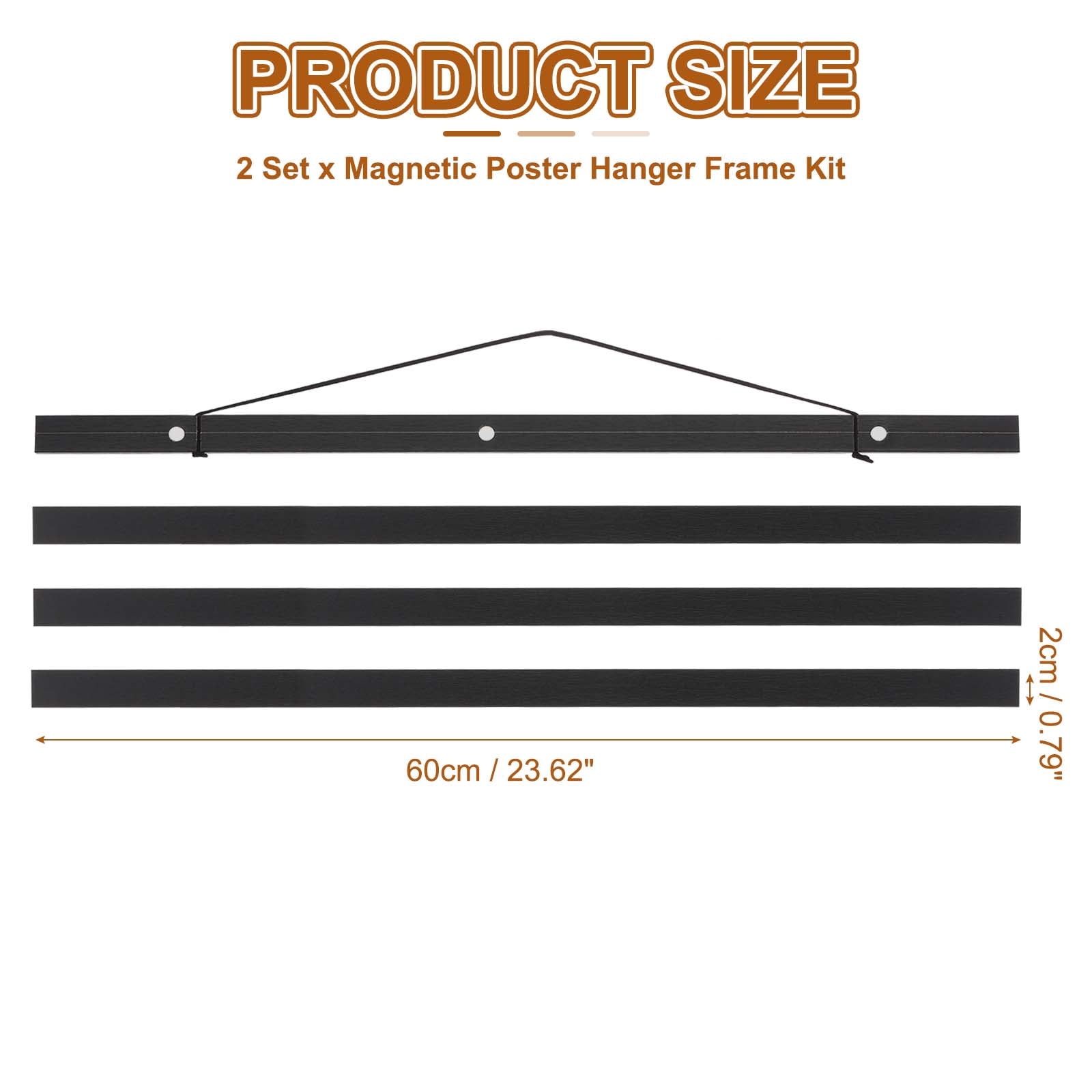 Unique Bargains Magnetic Poster Hanger Frame Light Wooden Magnet Frames 24 Inch Black