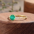 thumbnail image 3 of 8X10 mm Round Emerald Engagement Ring, 925 Sterling Silver Wedding Ring, Unique Twist Ring, Vintage Bridal Ring, Five Stone Anniversary Ring, Promise for Love, 3 of 4