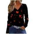 thumbnail image 2 of Craaazy Women's Casual V-neck Valentines Shirts Long Sleeve T-shirts Gifts, 2 of 4