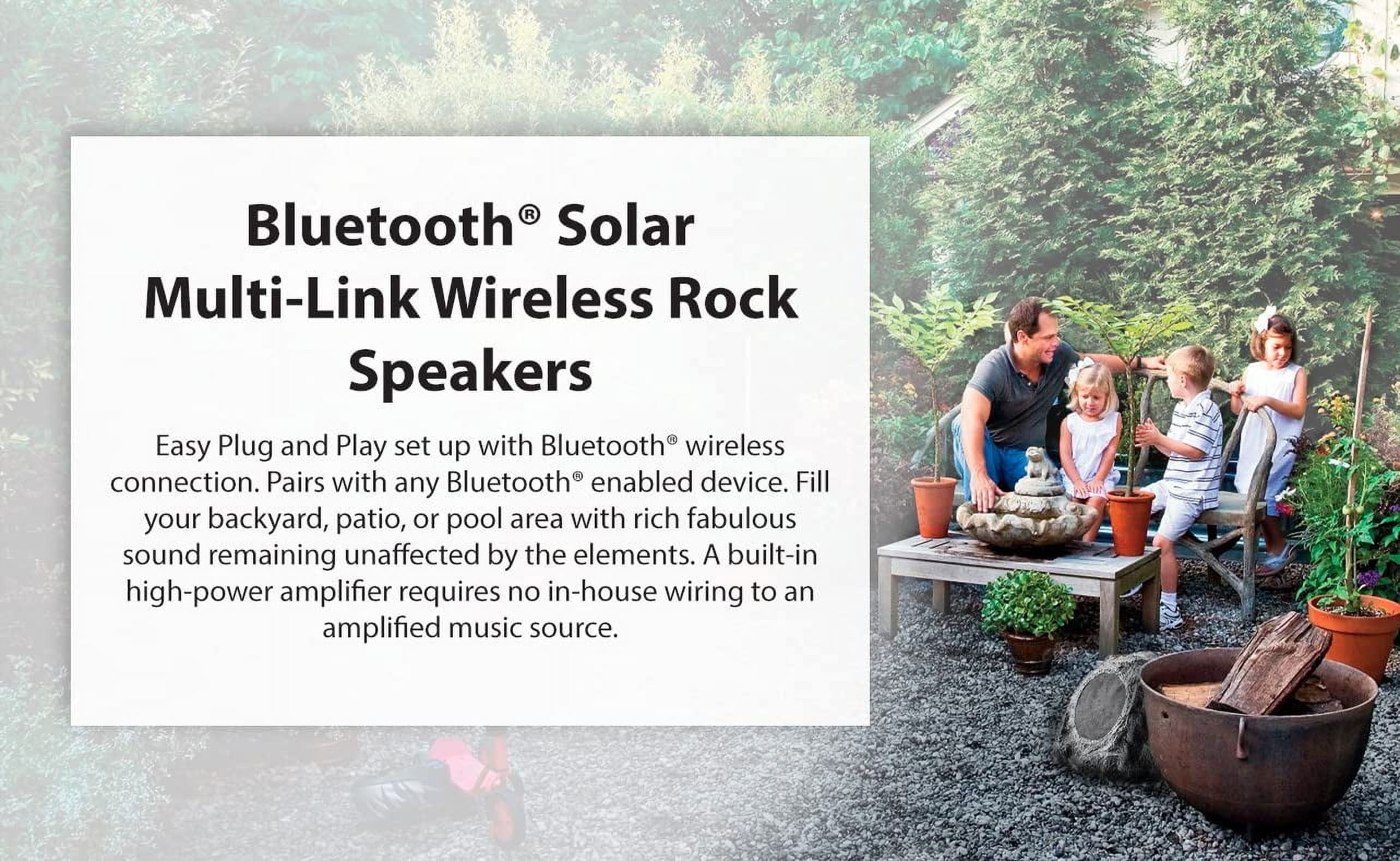 SoundPRO SPS-4000-SL SPS-4000 5-In. 14-Watt-RMS Solar-Rechargeable Bluetooth Multi-Link Nexus Rock Speakers (Slate Gray)