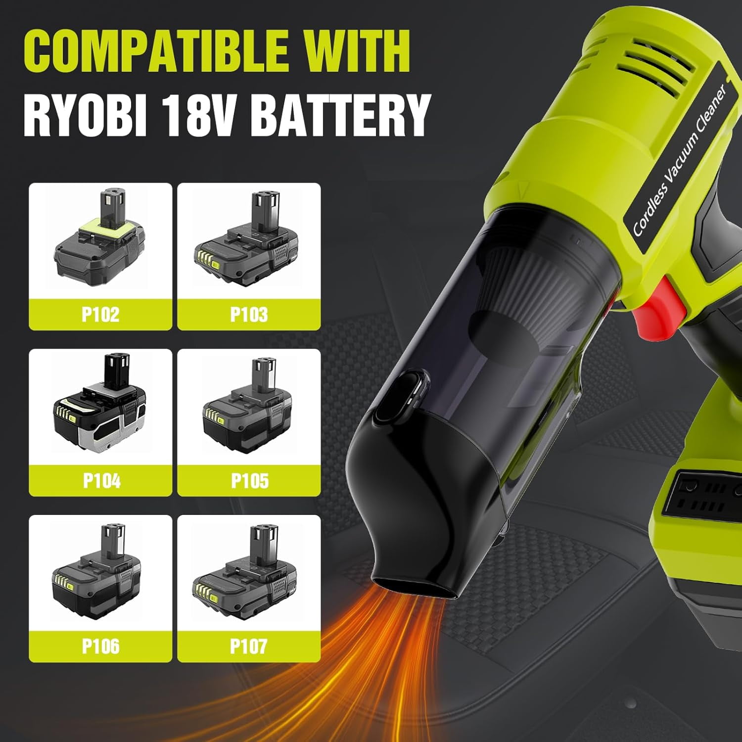 3 in 1 Handheld Vacuum Cordless Compatible with Ryobi 18V Battery, Wet&Dry Car Vacuum Portable Cordless with 22000Pa Blowing Function for Garage, Offices and Pet Messes (Tool Only)