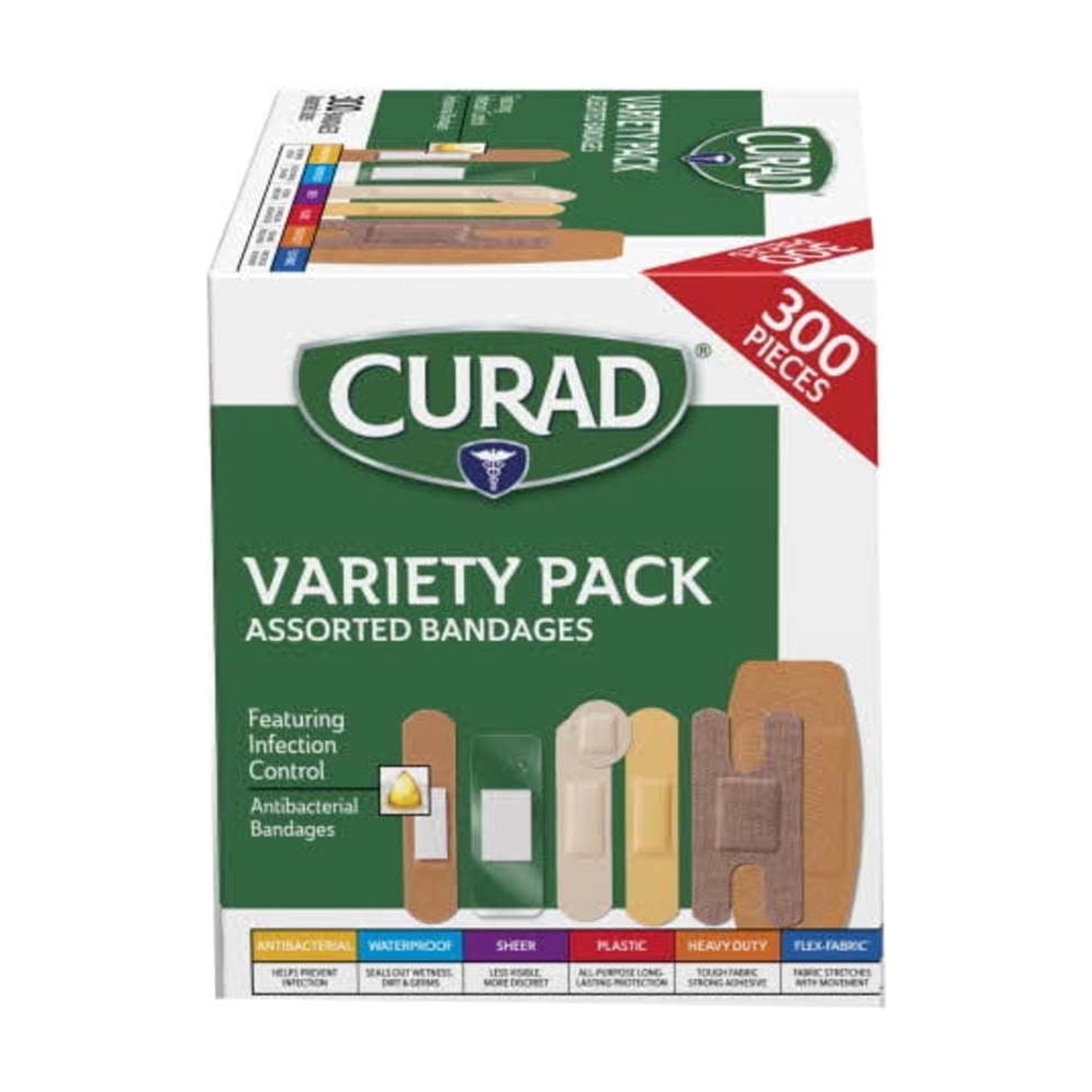 Curad Variety Pack Flexible Waterproof Antibacterial Bandages 300 Count photo 3