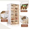 thumbnail image 3 of ANTBOX Portable Shoe Rack Organizer, Stackable Sneaker Organizer Cabinet with Magnetic Door, Folding Design, Clear Plastic Storage Container, 8 Tier 16 Pairs (Brown) - S2-S16-D8, 3 of 5
