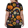 thumbnail image 4 of LHVUOA Halloween Scrub Tops for Women Plus Size Workwear V Neck Short Sleeve Halloween Cat Pumpkin Print Shirts Funny Halloween T Shirts Nurse Uniform Tee Shirts with Pockets, 4 of 5