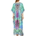 thumbnail image 2 of Sakkas Georgettina Flowy Rhinestone V Neck Long Caftan Dress / Cover Up - 17196-TurquoiseMulti - One Size, 2 of 5