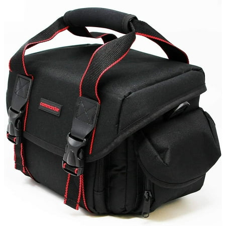 Commander Optics Large Universal DSLR Camera Case Gadget Bag – 11 x 7 x 7 Inches Black/Red