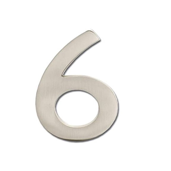 Architectural Mailboxes 3585SN-6 Solid Cast Brass 5 in. Satin Nickel Floating House Number 6
