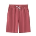 thumbnail image 1 of Gibobby Men's Linen Shorts Summer Beach Shorts for Men Elastic Waist Drawstring Shorts[Red,M], 1 of 8