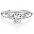 thumbnail image 3 of Gem Stone King 10K Two Tone Gold Forever One DEF Moissanite From Charles & Colvard Solitaire Engagement Ring for Women | 0.50 Cttw | Round 5MM | Gemstone Birthstone | Size 7, 3 of 7