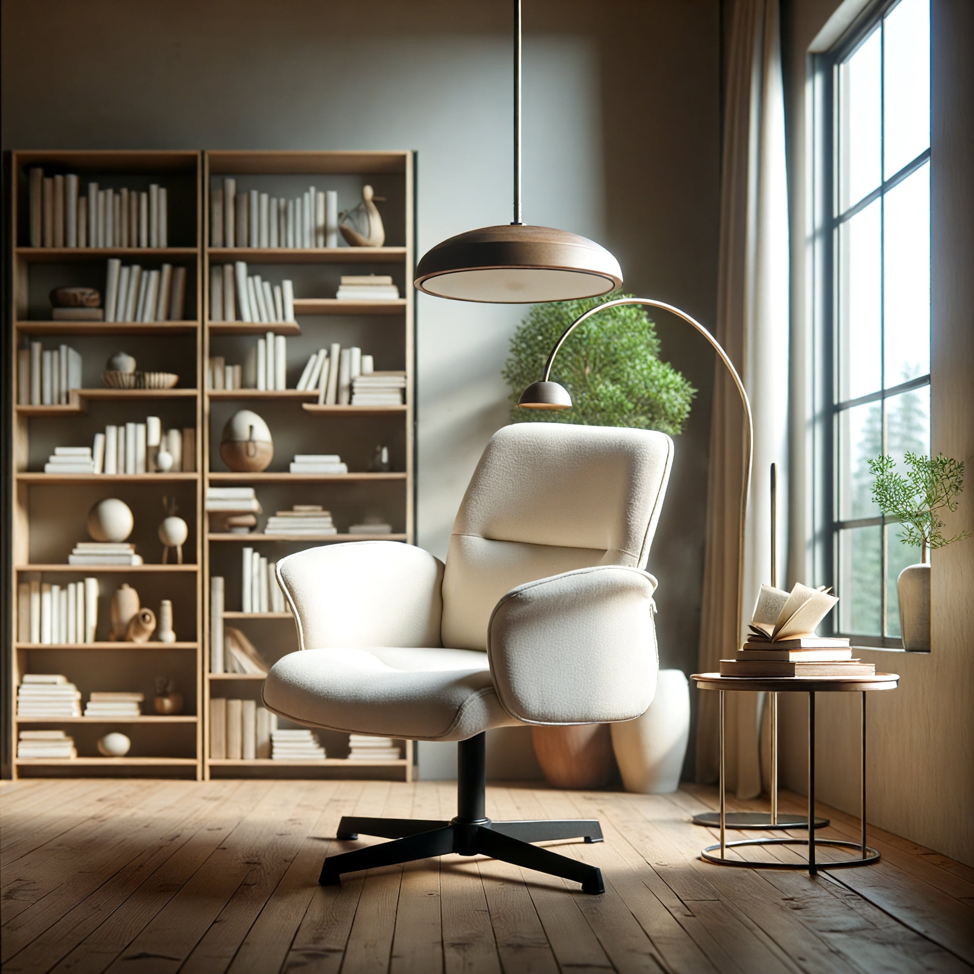 Homy Casa Swivel Accent Chair, Adjustable Height, Lounge Chair for Vanity Patio Bedroom, Ivory