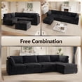 thumbnail image 3 of Vcatnet 130.7" Modular Sectional Sofa, 4-Seater L Shaped Cloud Couch with Ottoman, Comfy Living Room Furniture, Corduroy, Black, 3 of 11