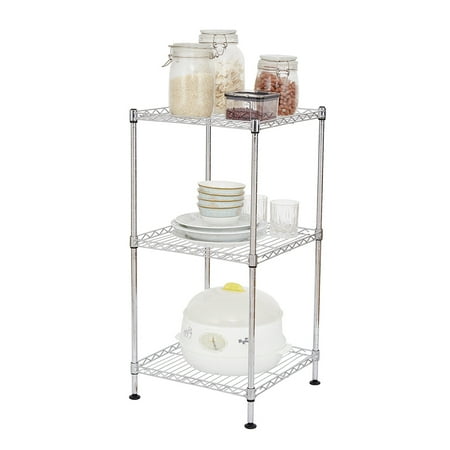 

Hassch 3-Tier Storage Shelf Wire Shelving Unit Free Standing Rack Organization for Kitchen Living Room Hallway Silver