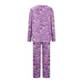 thumbnail image 5 of ITSAME 2-Piece Pajama Sets for Womens, Floral V Neck Long Sleeve Tops Elastic Waist Pants Casual Home Clothes Purple M, 5 of 5