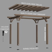 Backyard Discovery Somerville 14x10' Cedar Wood Patio Pergola Kit, Trellis Roof, PowerPort