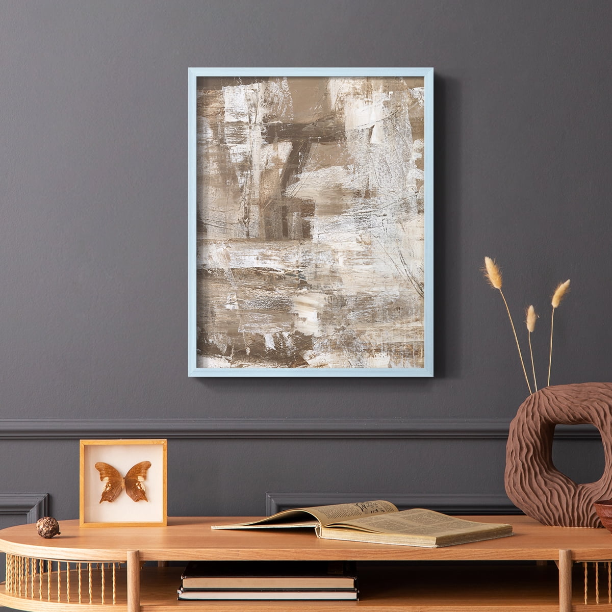 Bronzed II Framed Print in Blue Solid Wood Framed Print No Nail Hanging