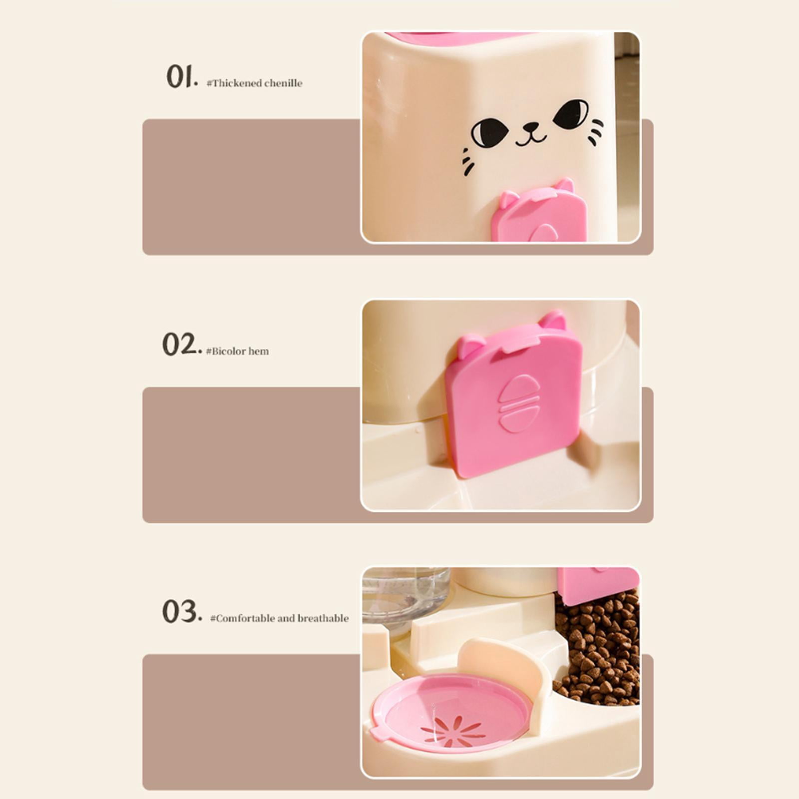 Stgfyxgs 2 in 1 Automatic Pet Feeder Water Dispenser Portable Travel Supplies Cat Food Bowl Food Container for Kitten Small Dogs Bunny Pink