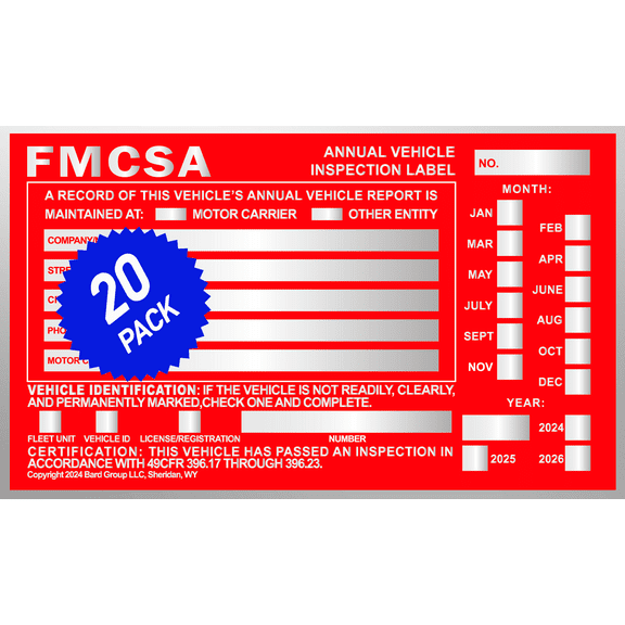 National Marker Company ML1 NMC ML1 Monthly Inspection Record Label ...
