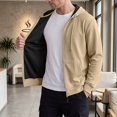 thumbnail image 2 of Mens Sweatshirt Nelozsy Men's Solid Color Half-Zip Hooded Casual Long Sleeve Sweatshirt Khaki S, 2 of 6
