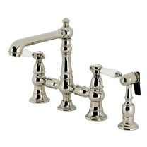 Kingston Brass KS7276BPLBS Bel-Air Two-Handle 4-Hole Deck Mount Bridge Kitchen Faucet with Brass Side Sprayer in Polished Nickel