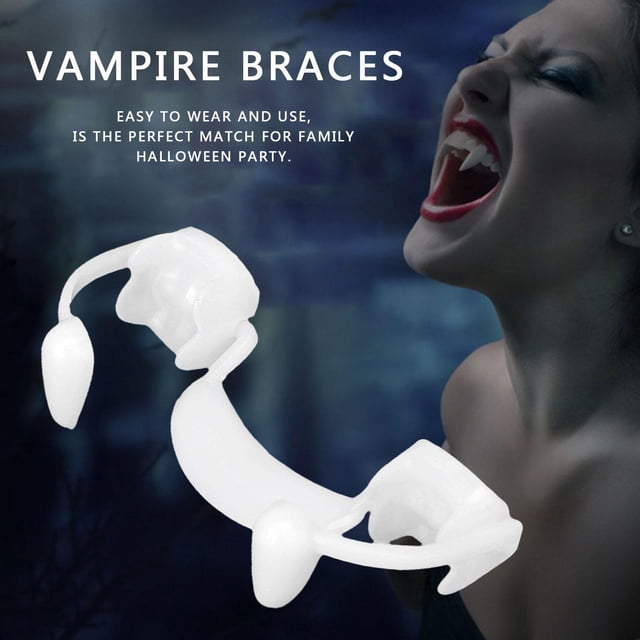 Colmillos De Vampiro Colmillos de vampiro de Halloween Accesorios de disfraces de dientes falsos retráctiles de plástico