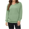 thumbnail image 2 of NuoCaiYun Womens Long Sleeve Sweatshirt Casual Winter Fall V Neck Hoodless Pullover Tops with Pockets, 2 of 6